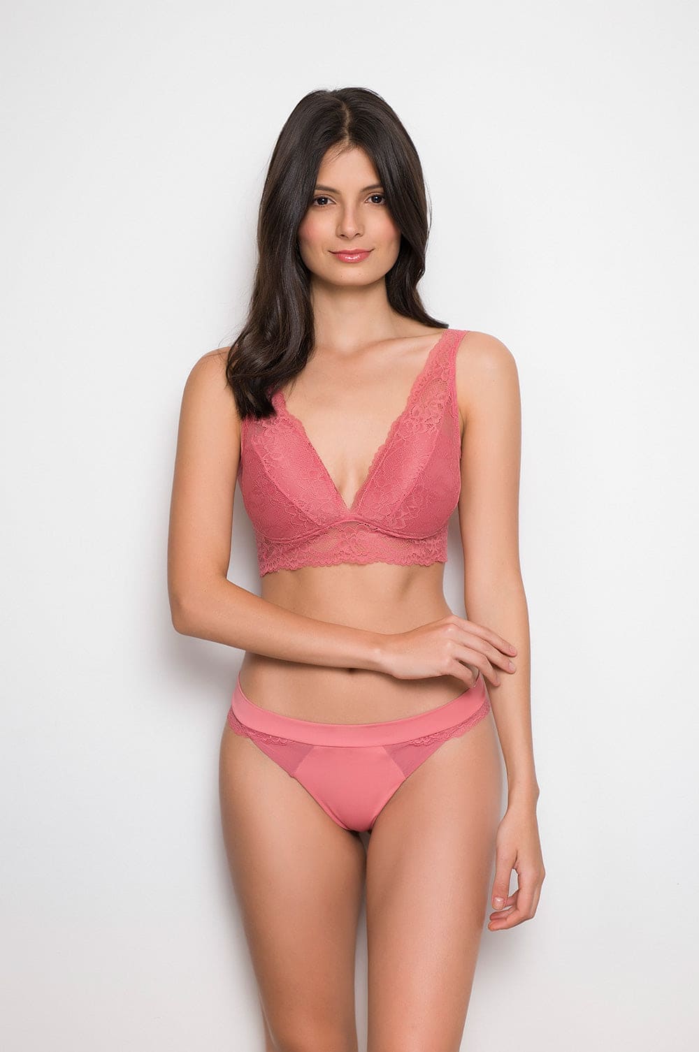 Sostén Alma rosa de tul y encaje para mujer