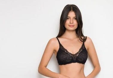 Top Montea negro de encaje sin varilla para mujer